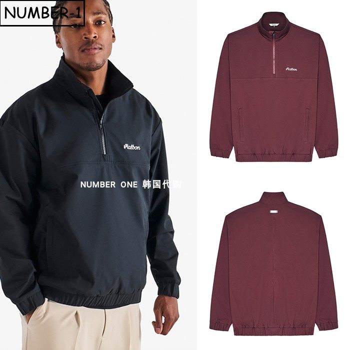 韩国代购malbon高尔夫球服25年男冬纯色徽标半拉链小高领长袖上衣