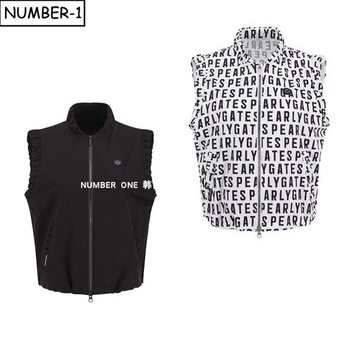 韩国代购pearly gates高尔夫球服26年女春微笑徽标口袋全拉链背心