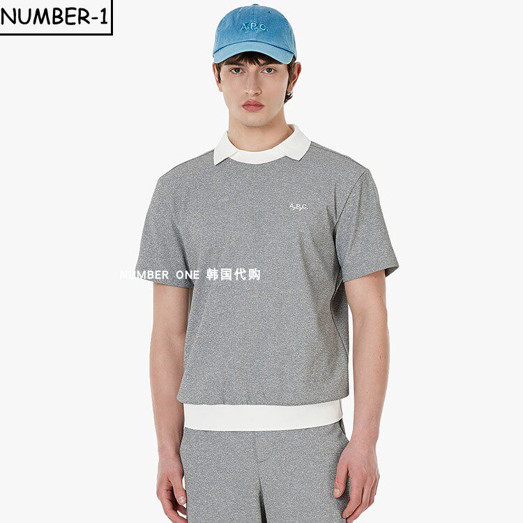 韩国代购APC高尔夫球服26年男款夏季时尚拼色轻质半袖上衣
