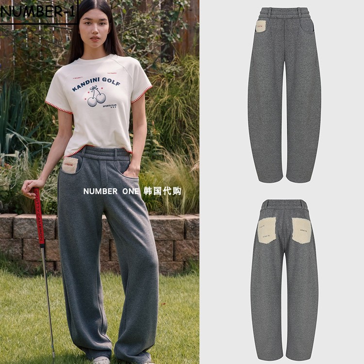 韩国代购kandini高尔夫球服26年女款秋季时尚纯色运动直筒长裤