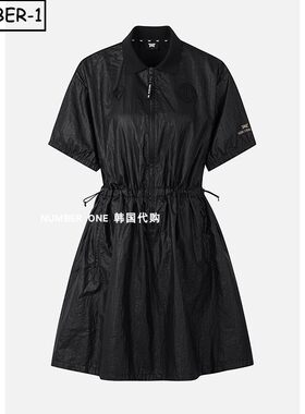 韩国代购pxg高尔夫球服26年女夏季纯色徽标半拉链翻领短袖连衣裙