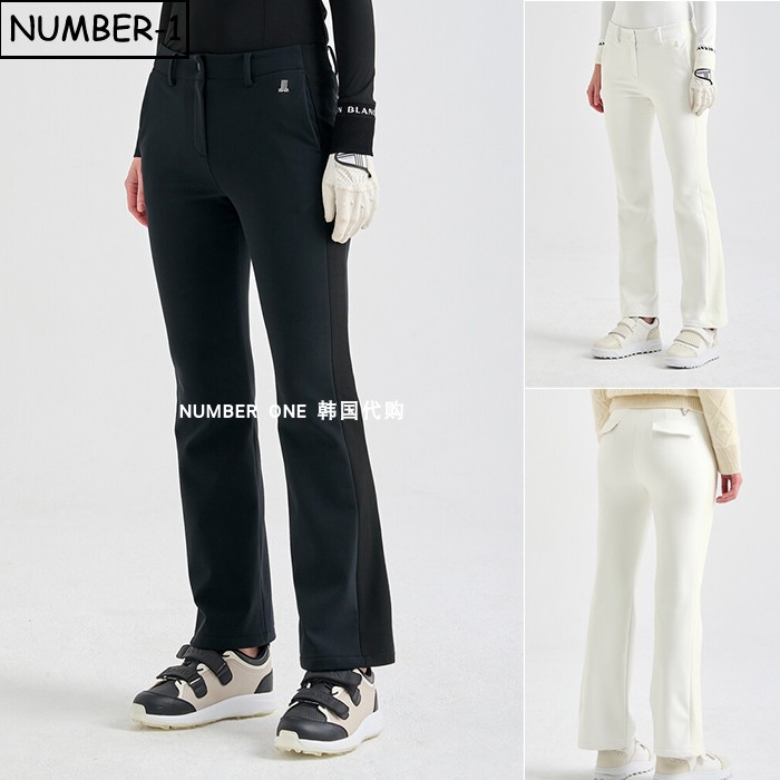 韩国代购高尔夫球服25年女冬纯色徽标侧口袋拉绒保暖微喇裤休闲裤