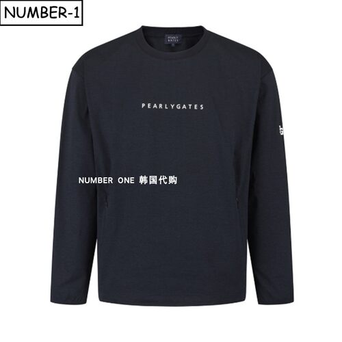韩国代购pearly gates高尔夫球服26年男春季拉链口袋圆领长袖T恤