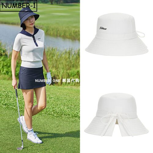 韩国代购titleist高尔夫球帽26年女夏纯色徽标刺绣系带开叉运动帽