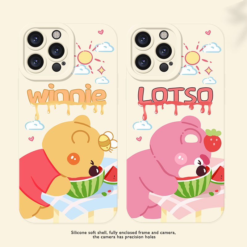 维尼熊草莓熊情侣手机壳