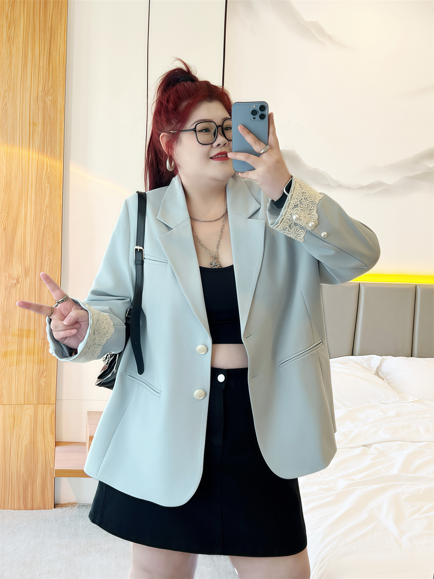 110kgPlus Size Women's Spring and Autumn New Internet Celebrity Fashion Small Fragrance Style Blazer Trendy