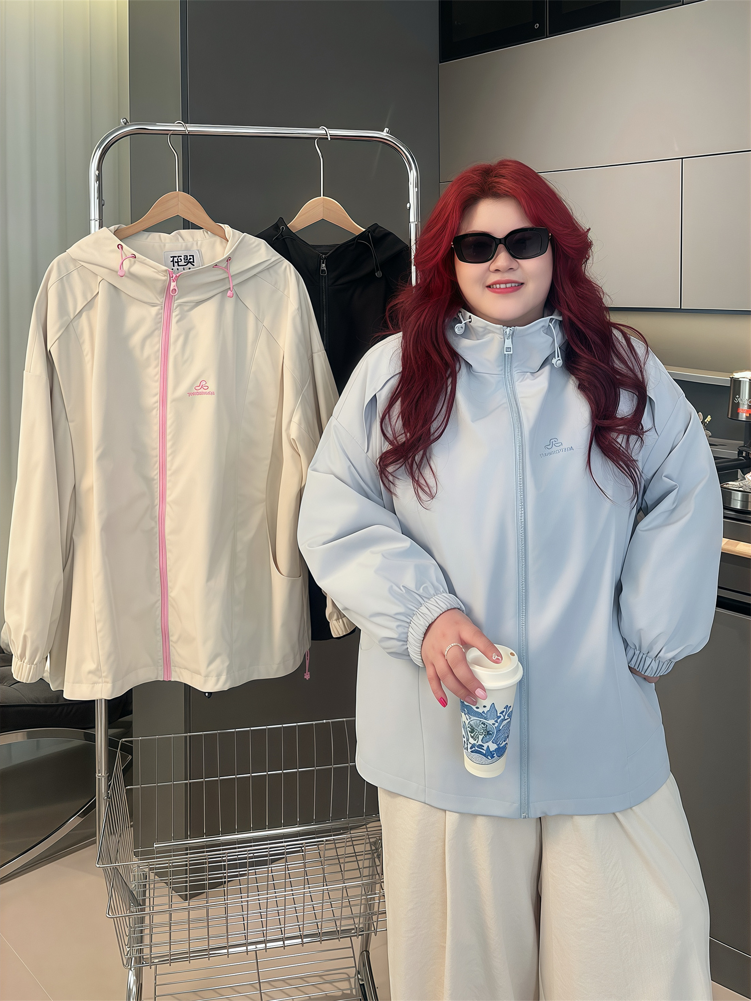  Plus-Size Women's Clothing 13865 Fat mm Early Autumn Loose Windbreaker Jacket Casual Thin Age-Reducing Jacket