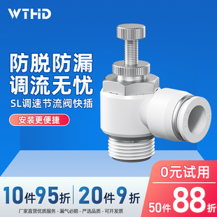 12mm单向节流阀 WTHD气动SL快插调速阀气缸节流阀SL4