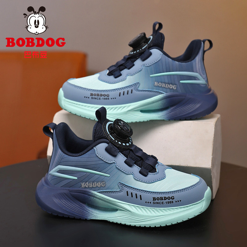 巴布豆男童鞋子2026新款秋冬季皮面防水小男孩轻便防滑儿童运动鞋