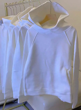 欧洲站白色加绒连帽卫衣女2025秋冬新款洋气百搭减龄气质长袖上衣