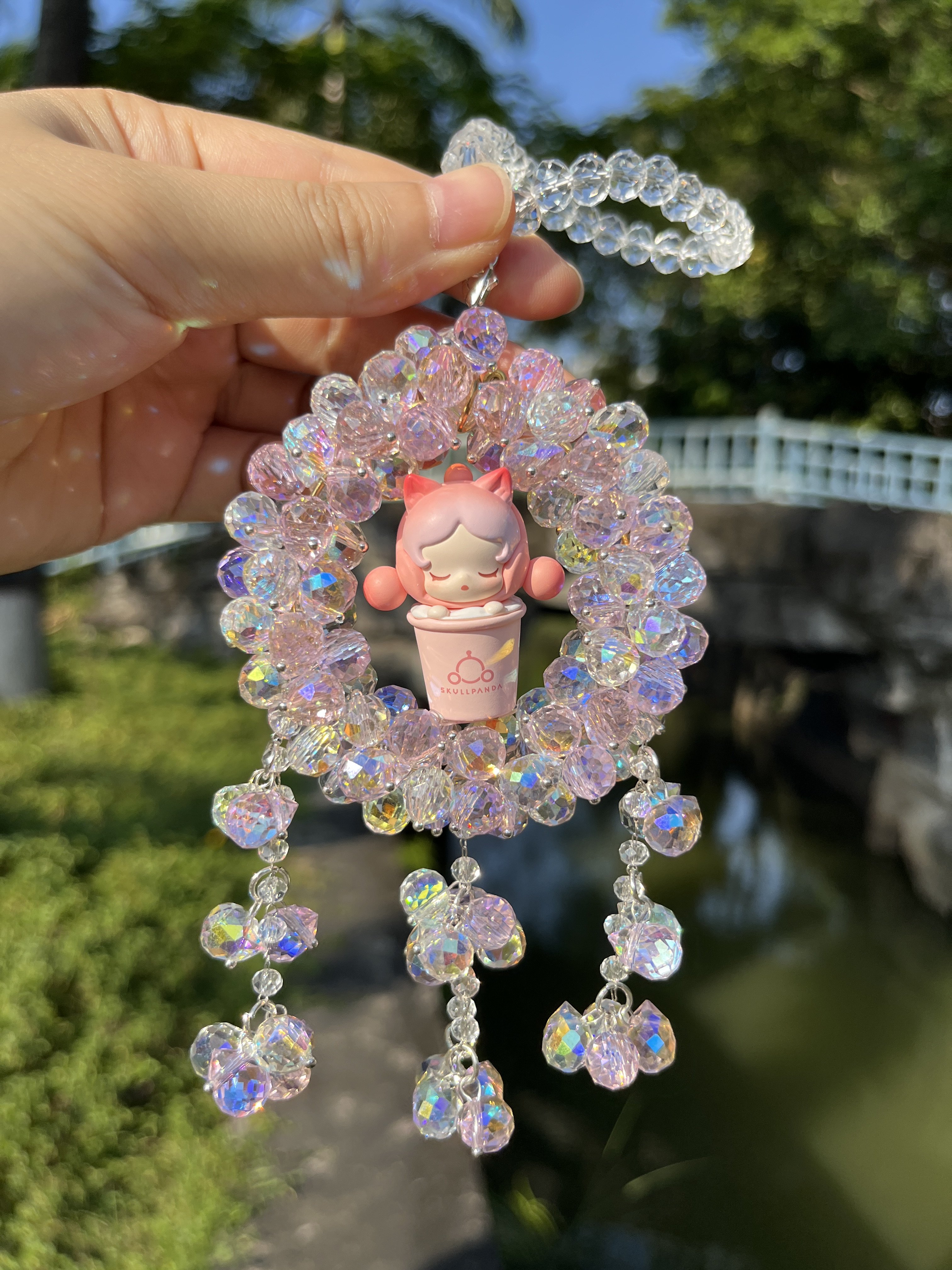 正品泡泡玛特草莓奶昔系列萌粒车挂汽车后视镜挂件Sp车挂Dimoo挂