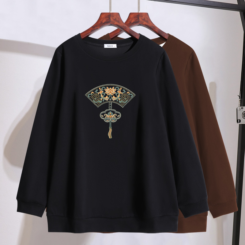 胖mm高档显瘦卫衣2025年秋装新款特大码女装200斤中国风印花上衣