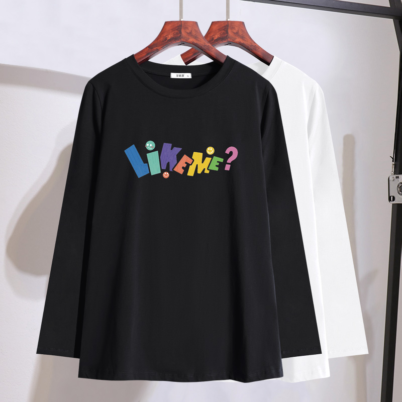 胖mm宽松遮肉长袖T恤2025年秋季新款加大码女装200斤字母印花上衣