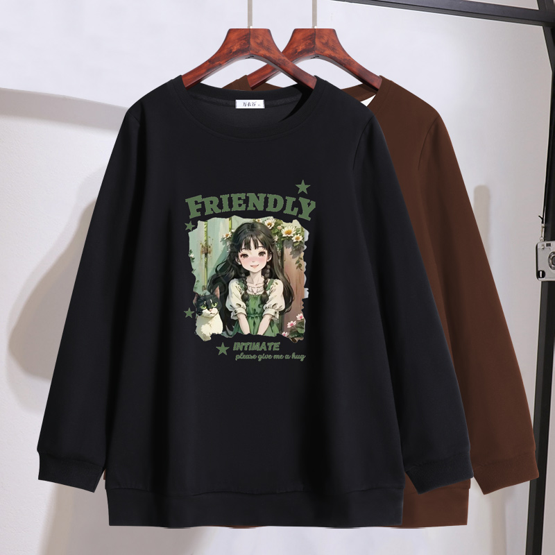 胖妹妹mm宽松休闲卫衣2025秋装新款加大码女装200斤高档洋气上衣