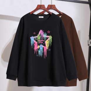 女装 加大码 200斤遮肚显瘦上衣 新款 胖mm高档宽松休闲卫衣2025秋装