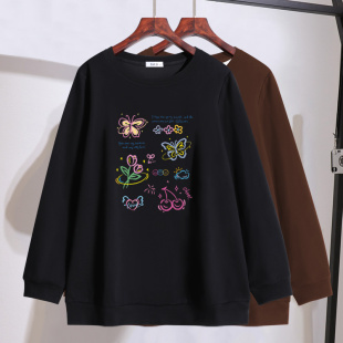 200斤休闲打底衫 胖mm遮肚子洋气卫衣2025秋装 女装 特大码 上衣 新款