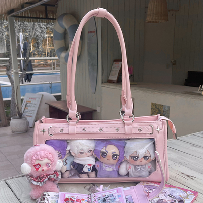 AORDA 原创日系学生党外出女单肩斜挎可爱外出透明娃包小型痛包