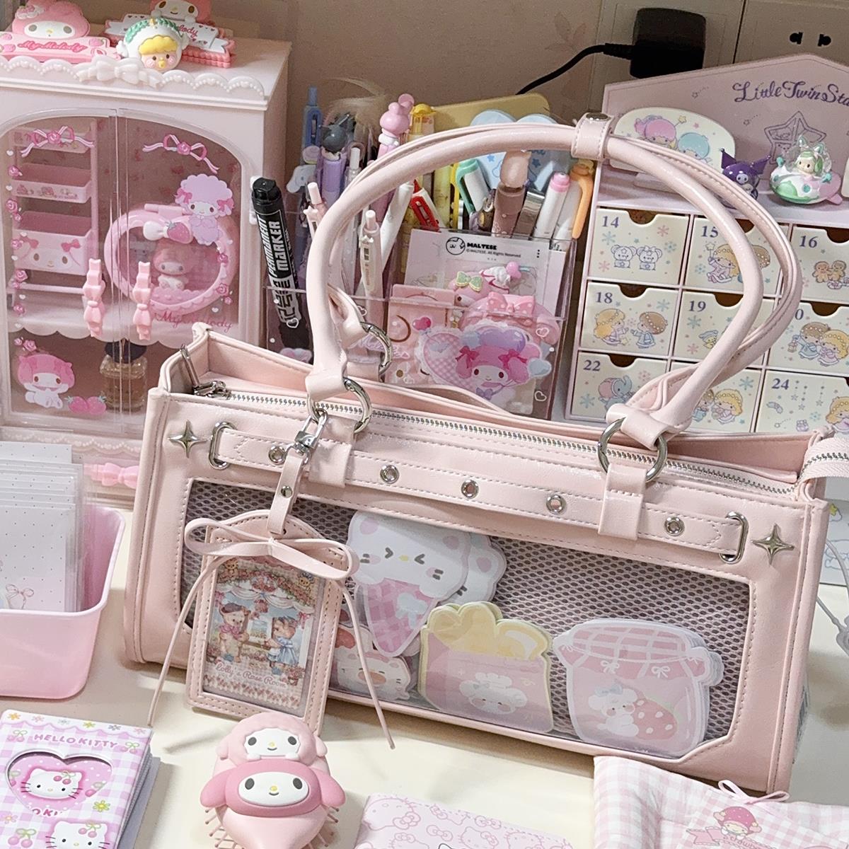 AORDA 原创日常单肩斜挎学生党痛包女小食量吧唧透明可爱通勤娃包