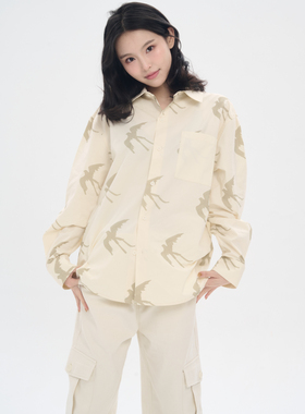 ProtectHeart房东的猫「云雀叫了一整天」纯棉印花长袖衬衫男女