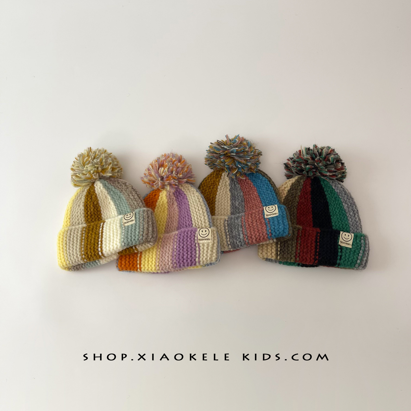 宝宝彩虹帽子男女童秋冬保暖防寒