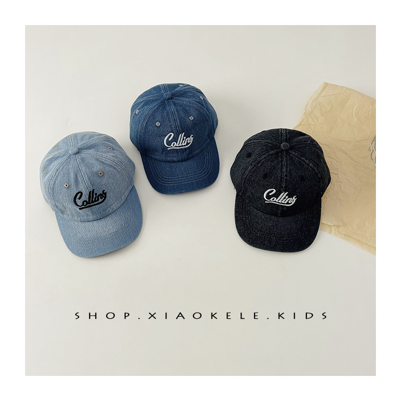 儿童帽子ins韩版牛仔复古男童棒球帽女宝宝春秋百搭遮阳鸭舌帽潮