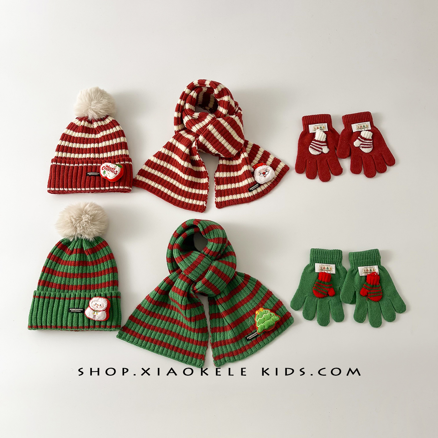秋冬圣诞帽子围巾手套三件套男女