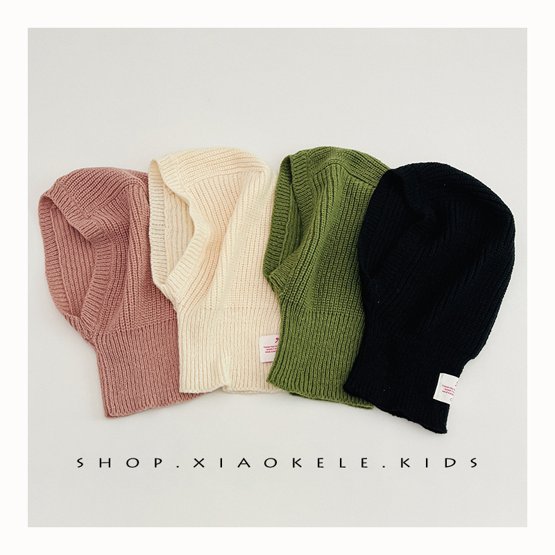 儿童帽子围巾一体披肩帽秋冬季韩国宝宝保暖针织护耳毛线套头帽子