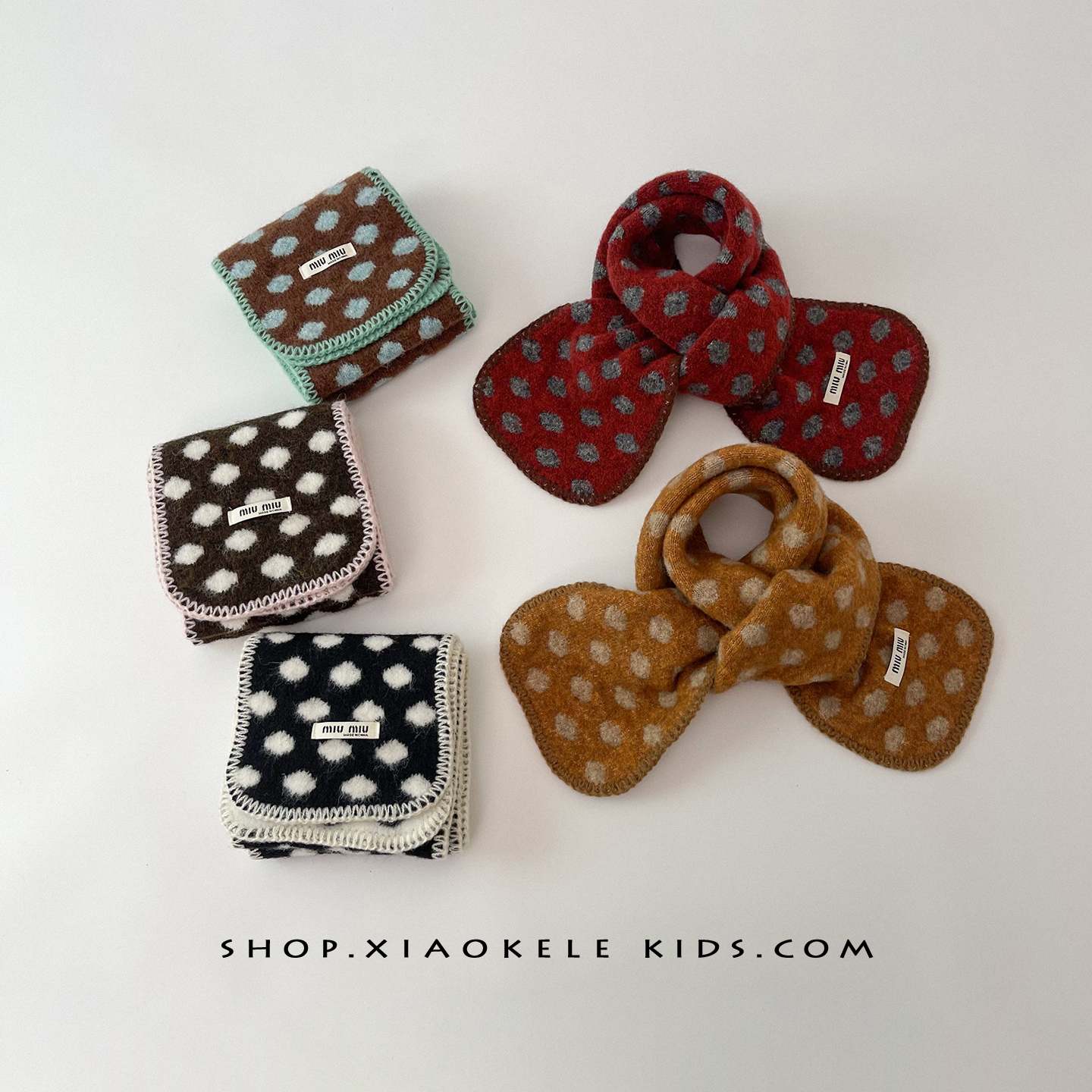 宝宝围巾ins韩版时尚复古波点针织护颈围脖男女童秋冬保暖防寒潮