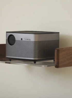 黑胡桃实木投影仪壁挂支架家用客厅墙上床头投影机音响路由器托盘双层架子适用极米rs10坚果当贝爱普生置物架