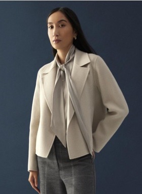 绍兴美代 theory  SILEENA S 羊毛羊绒 短款大衣 外套 P071409R