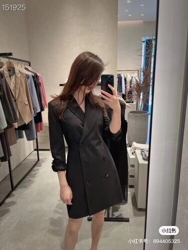 职业西装连衣裙羊毛纯色双排扣