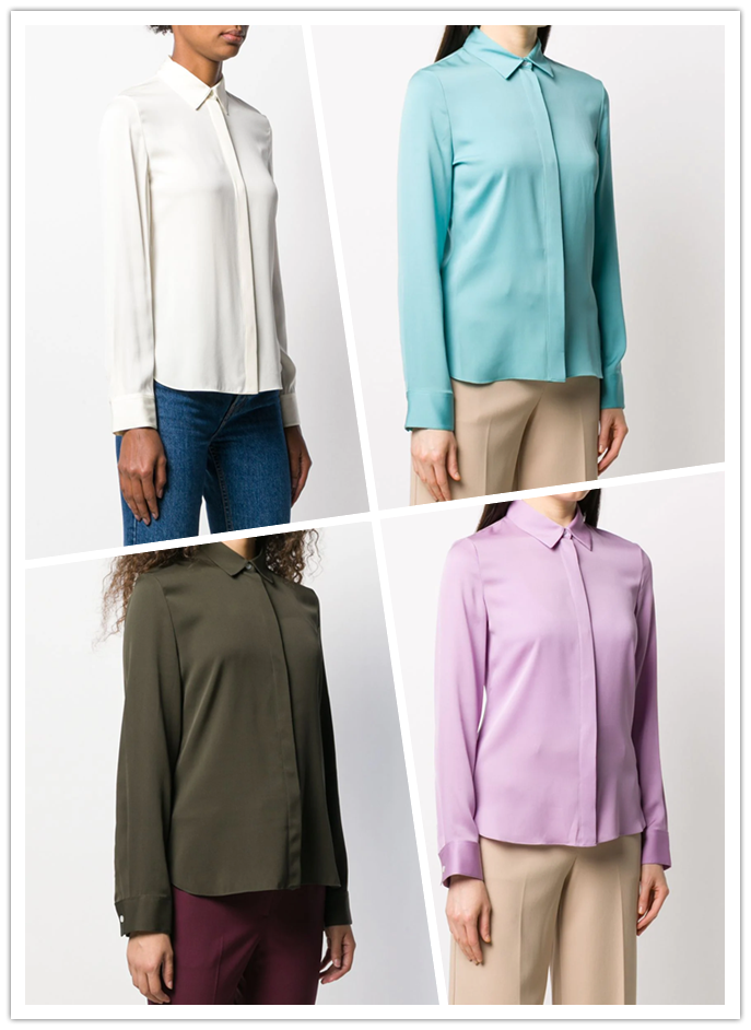 theory绍兴暗门襟修身款真丝衬衫