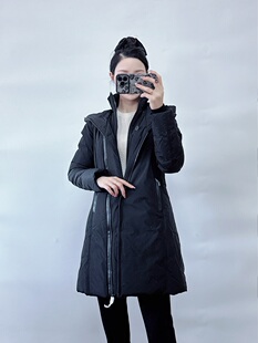 绍兴美代 Mackage 女大童 经典百搭款黑色连帽拉链羽绒服 现8-14
