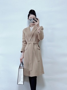 绍兴美代 Theory 温柔系驼色无扣腰带羊毛羊绒大衣 K0701418 现S