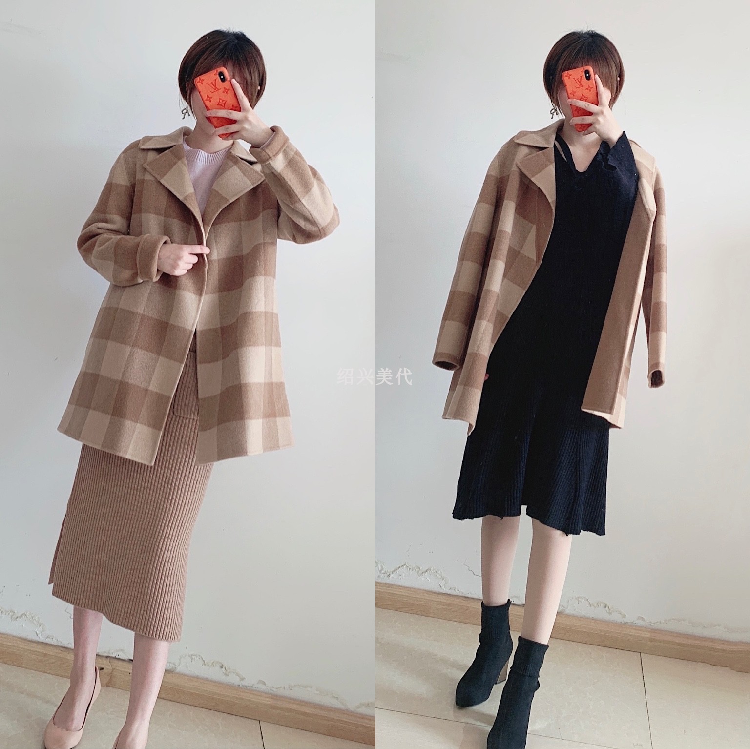 theory绍兴代购格纹外套毛呢大衣