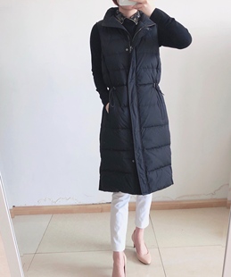 绍兴美代THEORY 抽绳收腰长款马甲背心羽绒服KOCHA I094702R 现P