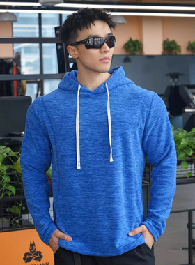 冬季男士健身运动加绒加厚保暖连帽套头衫宽松大码珊瑚绒重磅卫衣