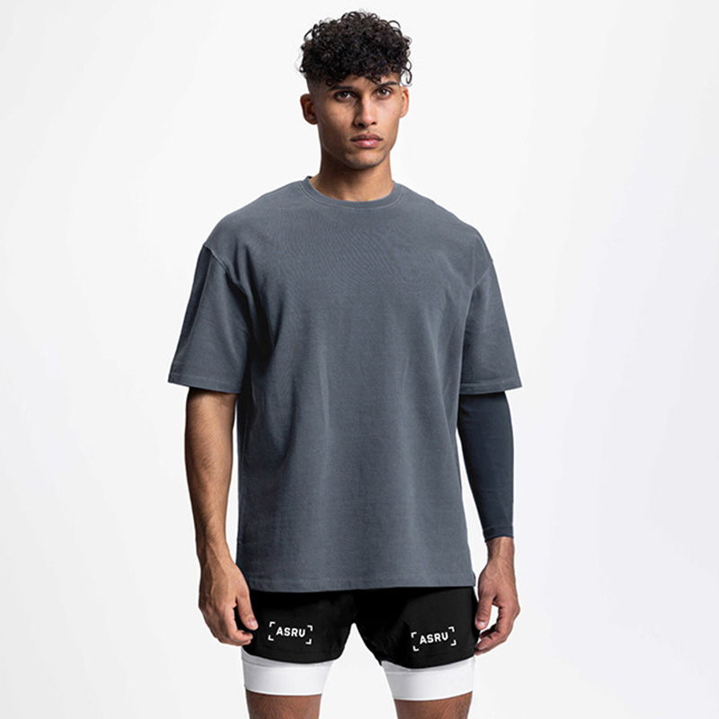 男士五分中袖水洗做旧T恤