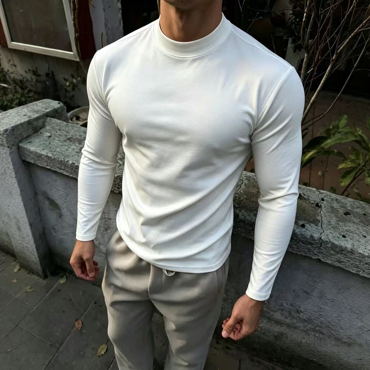 秋冬G02半高领收腰修身长袖T恤