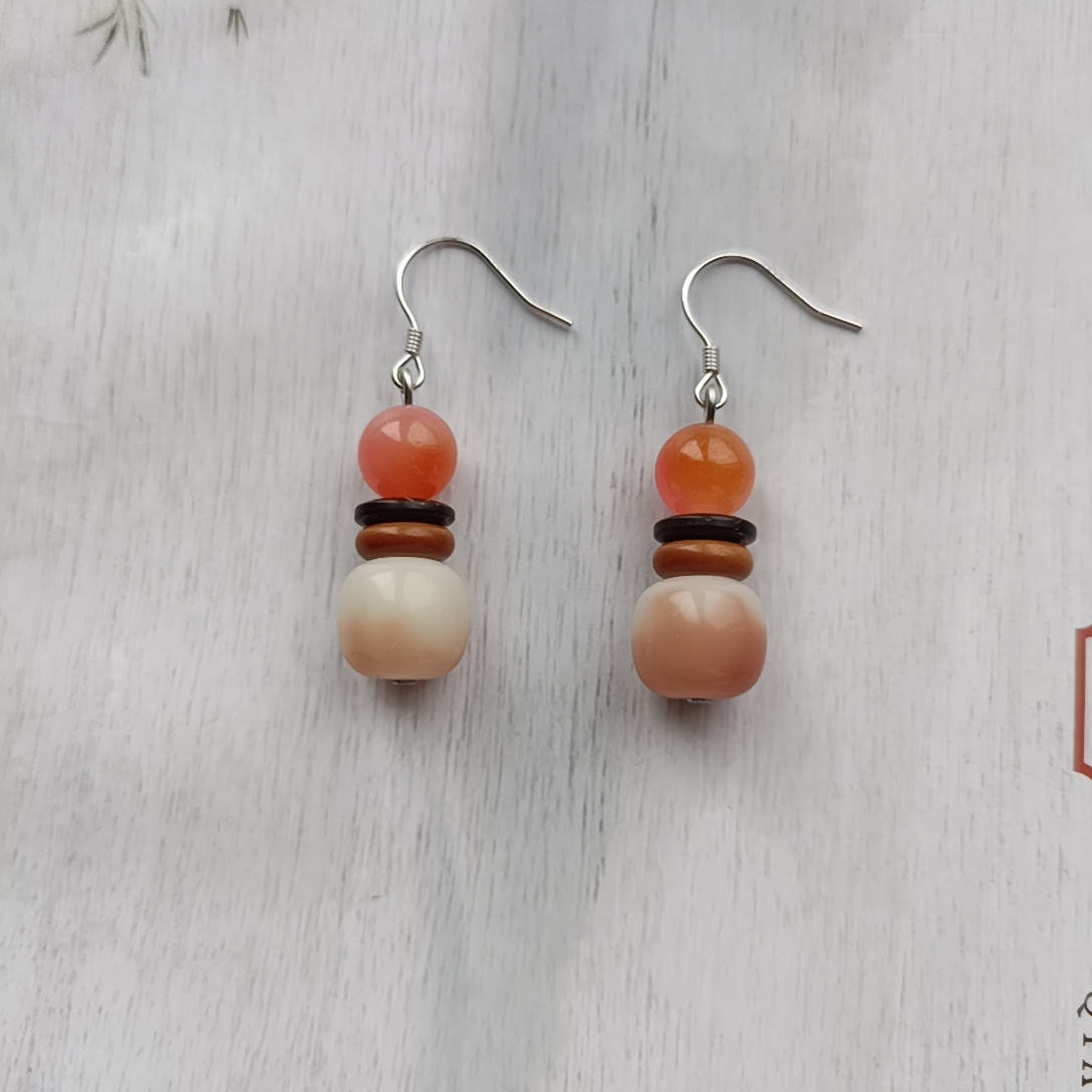 天然菩提根耳环925纯银防敏天然石民族风藏式复古耳坠小众设计