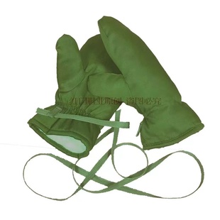 正品军绿色加绳棉手闷子纯棉连指加厚保暖老式冷库冬季棉劳保手套