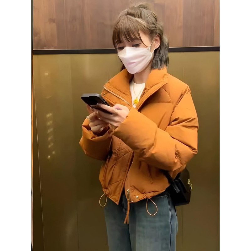 南瓜橘棉服短款橘色高端超好看加厚棉衣外套小个子加厚保暖面包服