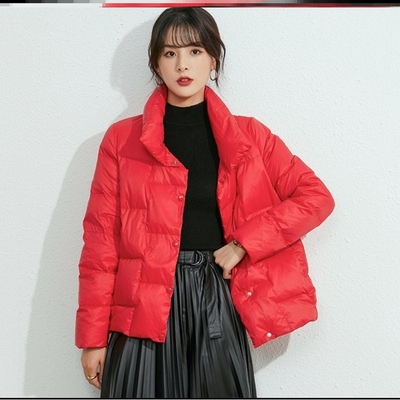 女士红羽绒服白鸭绒2025年新款高级感中长款外套潮小个子棉衣外套
