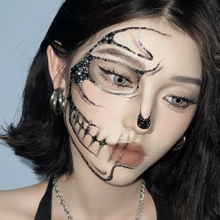 欧美骷髅妆假面舞会闪光舞团面罩全脸半脸万圣节化妆派对演出配饰