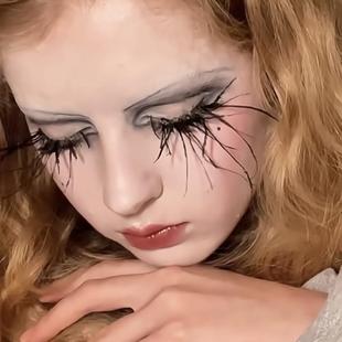 2025年新款 黑色眼睫毛 万圣节蜘蛛精假睫毛派对妆容cosplay恶魔款