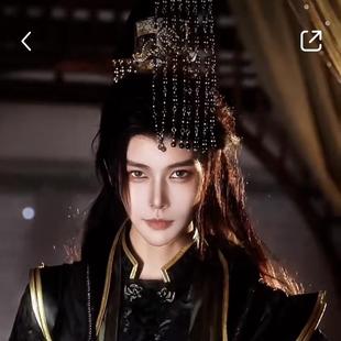 古代皇帝头冠秦始皇嬴政头饰帽子大汉天子珠帘帽古装影视写真道具