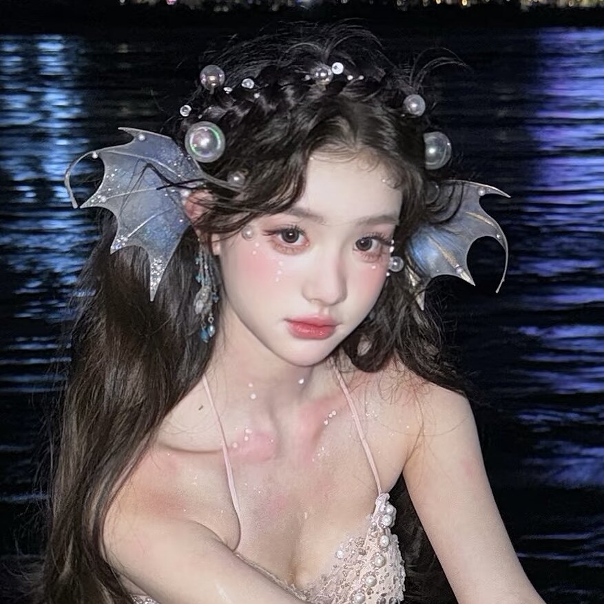 新款美人鱼公主造型道具西双版纳三亚爆款人鱼姬旅拍写真发饰仙女