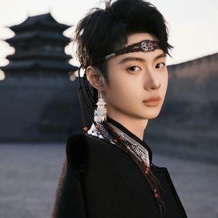 藏族眉心坠男生写真饰品西域风发饰抹额古风额饰异域风情前额配饰