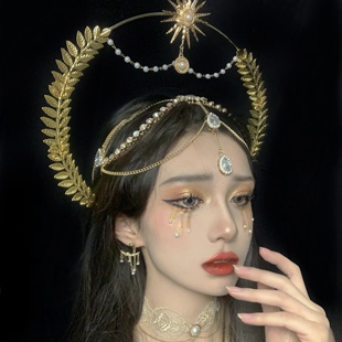 Lolita皇冠王冠新娘洛丽塔圣母光环发箍巴洛特珍珠头饰哥特式发