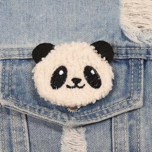 卡通熊猫别针发夹两用胸针布艺韩版可爱毛绒侧边夹子围巾包包别针